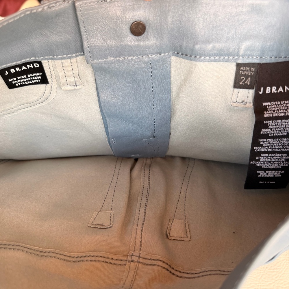 New J Brand Blue gray stretch lamb leather Pants size xs - Picture 11 of 14